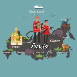 Russia Map and Travel Eps 10 Format-Sajja-Art Print