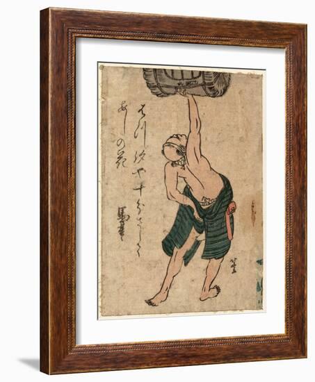 Sakadaru O Sashiageru Otoko-Katsushika Hokusai-Framed Giclee Print
