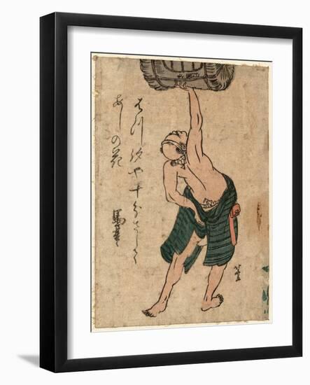 Sakadaru O Sashiageru Otoko-Katsushika Hokusai-Framed Giclee Print