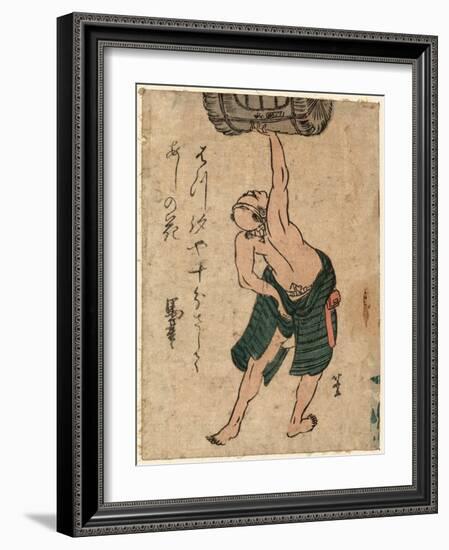 Sakadaru O Sashiageru Otoko-Katsushika Hokusai-Framed Giclee Print