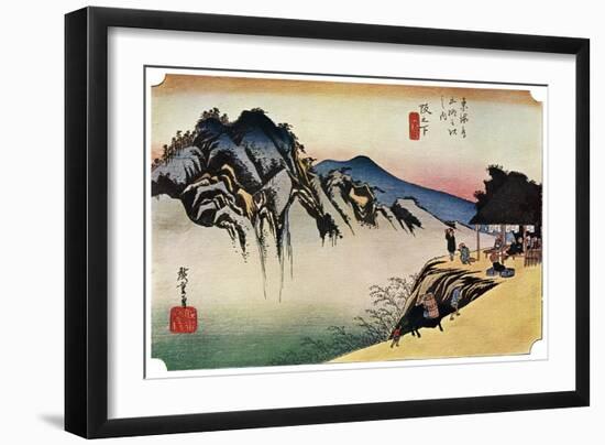 Sakanoshita: the Throwing-Away-The-Brush Peak, 1830S-Ando Hiroshige-Framed Giclee Print