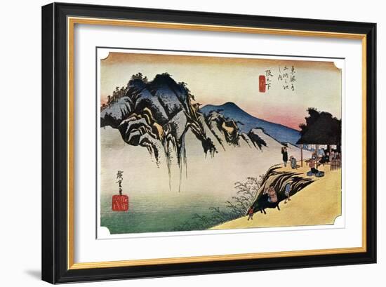 Sakanoshita: the Throwing-Away-The-Brush Peak, 1830S-Ando Hiroshige-Framed Giclee Print