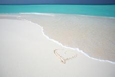 Heart Drawn on an Empty Tropical Beach, Maldives, Indian Ocean, Asia-Sakis-Mounted Photographic Print