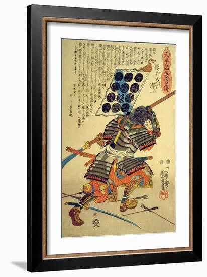 Sakuri Takichi Kiyokazu While Delivering a Blow with His Naginata-Kuniyoshi Utagawa-Framed Giclee Print