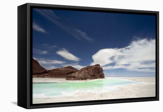 Salar de Uyuni, Bolivia. small lagoon at largest salt flat in world in Uyuni, Bolivia.-Anthony Asael-Framed Premier Image Canvas