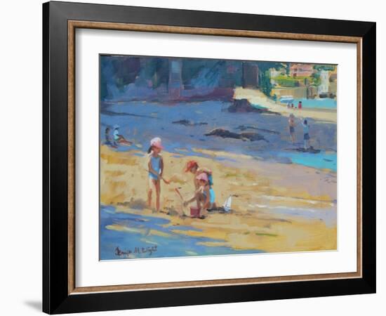 Salcombe Beach, Children-Jennifer Wright-Framed Giclee Print