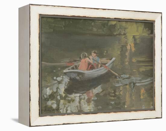 Salcombe Children Rowing-Jennifer Wright-Framed Premier Image Canvas