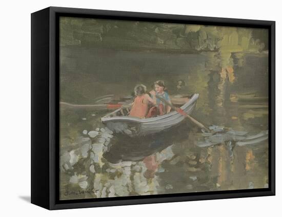 Salcombe Children Rowing-Jennifer Wright-Framed Premier Image Canvas