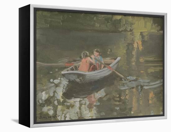 Salcombe Children Rowing-Jennifer Wright-Framed Premier Image Canvas