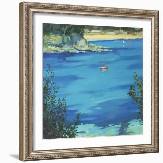 Salcombe, Moored Yacht, Southsands, 2000-Jennifer Wright-Framed Giclee Print