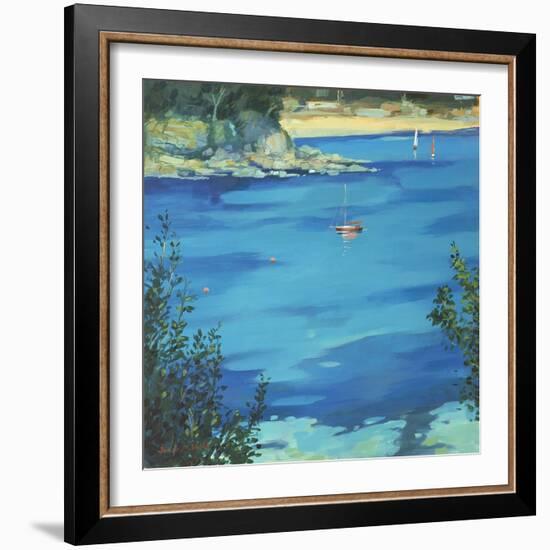 Salcombe, Moored Yacht, Southsands, 2000-Jennifer Wright-Framed Giclee Print