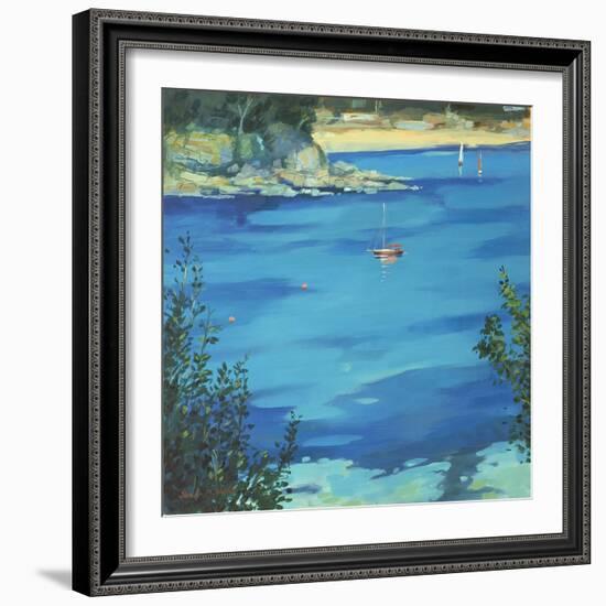 Salcombe, Moored Yacht, Southsands, 2000-Jennifer Wright-Framed Giclee Print