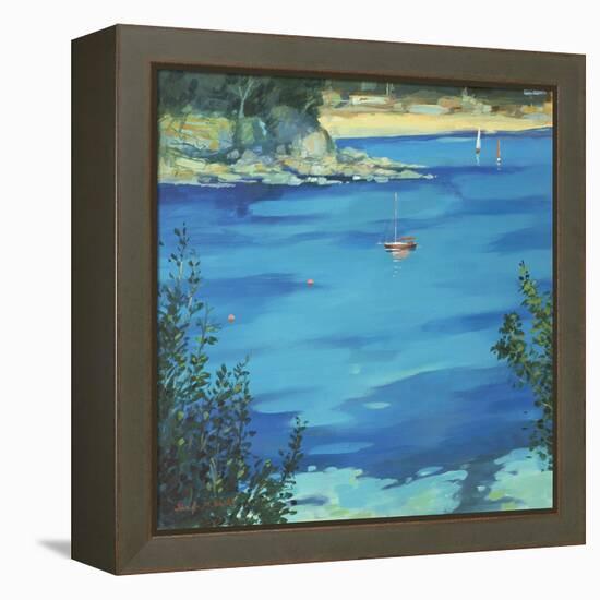 Salcombe, Moored Yacht, Southsands, 2000-Jennifer Wright-Framed Premier Image Canvas