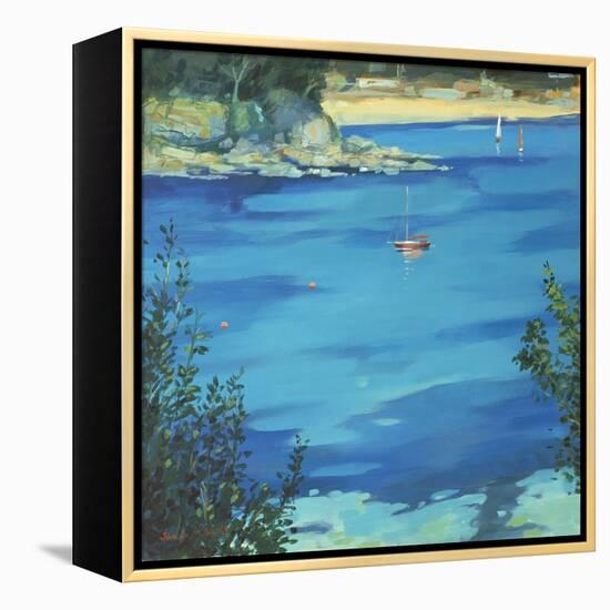 Salcombe, Moored Yacht, Southsands, 2000-Jennifer Wright-Framed Premier Image Canvas