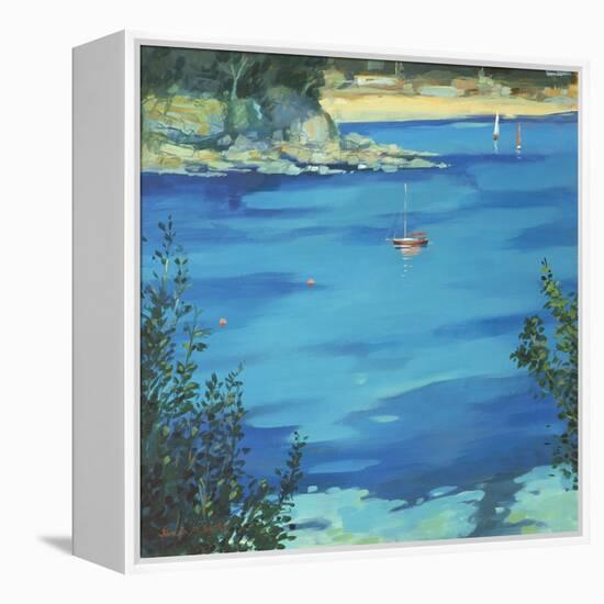 Salcombe, Moored Yacht, Southsands, 2000-Jennifer Wright-Framed Premier Image Canvas