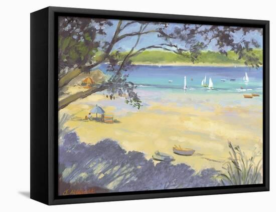Salcombe Southsands Beach-Jennifer Wright-Framed Premier Image Canvas