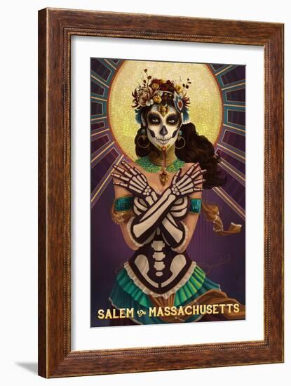 Salem, Massachusetts - Day of the Dead Crossbones-Lantern Press-Framed Art Print