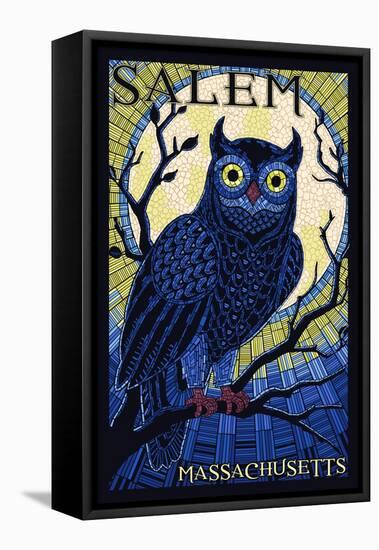 Salem, Massachusetts - Owl Mosaic-Lantern Press-Framed Stretched Canvas