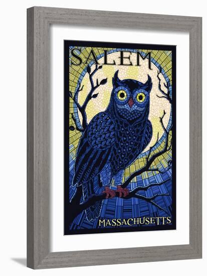 Salem, Massachusetts - Owl Mosaic-Lantern Press-Framed Premium Giclee Print