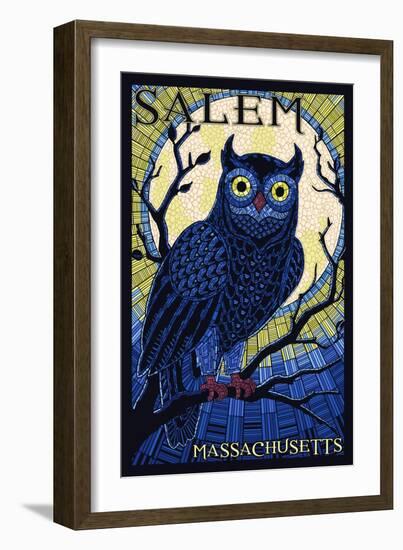 Salem, Massachusetts - Owl Mosaic-Lantern Press-Framed Premium Giclee Print