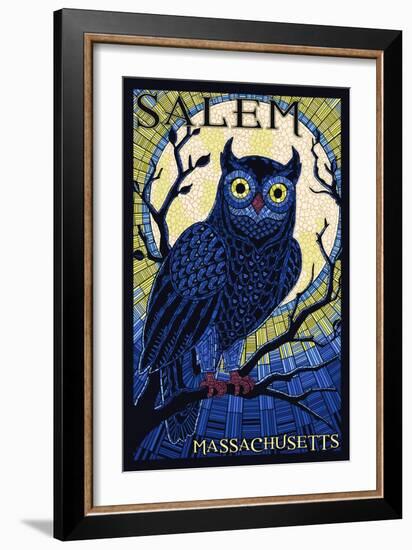 Salem, Massachusetts - Owl Mosaic-Lantern Press-Framed Premium Giclee Print