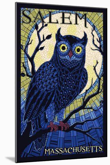 Salem, Massachusetts - Owl Mosaic-Lantern Press-Mounted Art Print