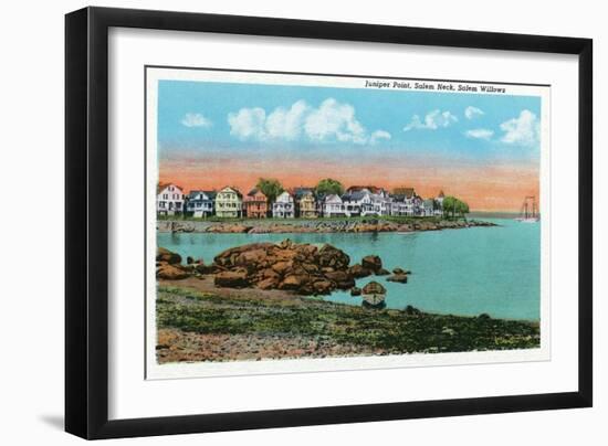 Salem, Massachusetts - Salem Willows View of Juniper Point and Salem Neck-Lantern Press-Framed Art Print