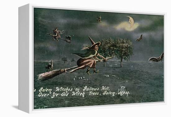 Salem, Massachusetts - Salem Witches on Gallows Hill Scene-Lantern Press-Framed Stretched Canvas