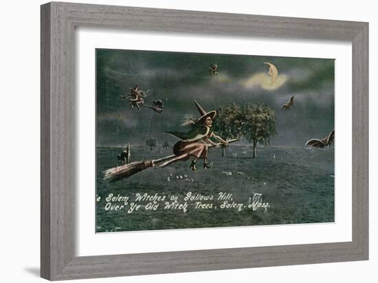 Salem, Massachusetts - Salem Witches on Gallows Hill Scene-Lantern Press-Framed Art Print