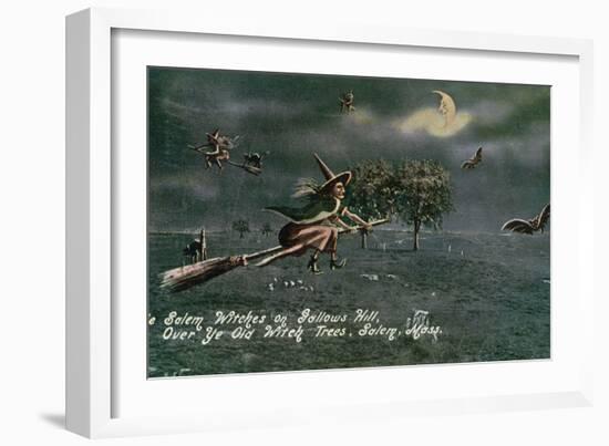 Salem, Massachusetts - Salem Witches on Gallows Hill Scene-Lantern Press-Framed Art Print