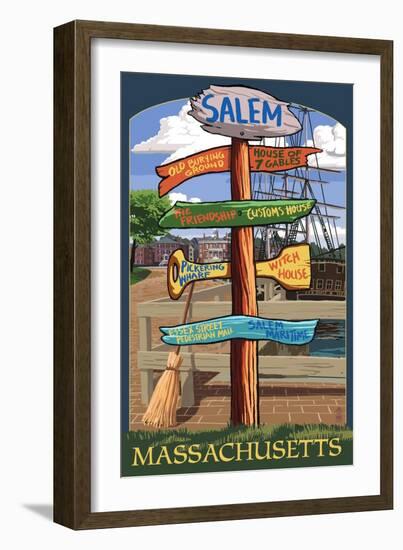 Salem, Massachusetts - Sign Destinations-Lantern Press-Framed Art Print