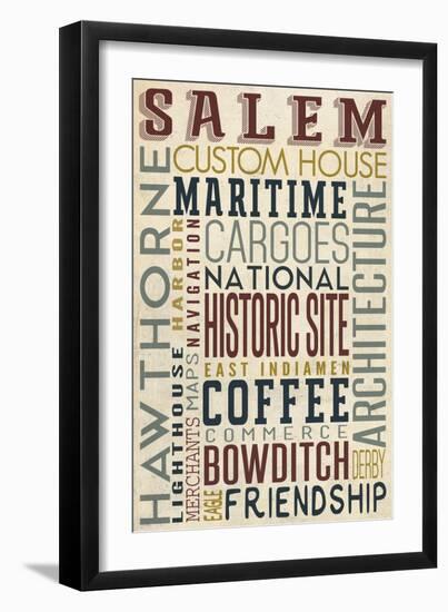 Salem, Massachusetts - Version 3 - Typography-Lantern Press-Framed Art Print