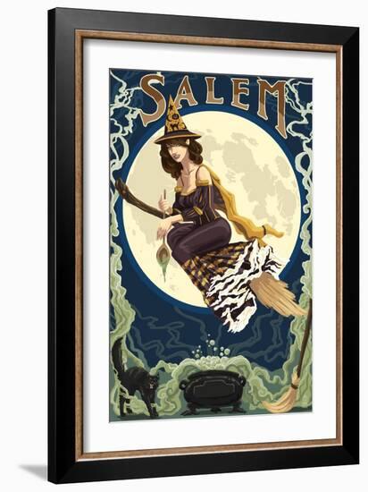 Salem, Massachusetts - Witch Scene-Lantern Press-Framed Art Print