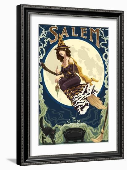 Salem, Massachusetts - Witch Scene-Lantern Press-Framed Art Print