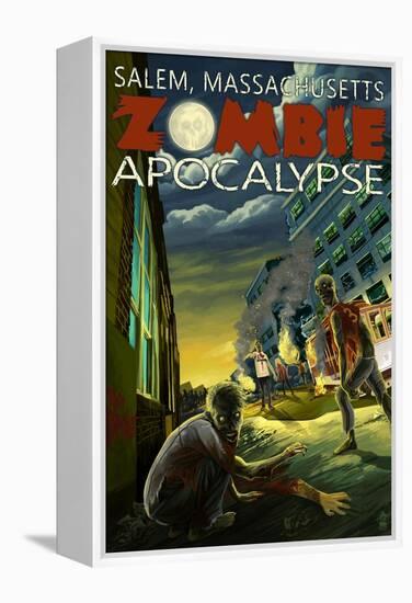 Salem, Massachusetts - Zombie Apocalypse-Lantern Press-Framed Stretched Canvas