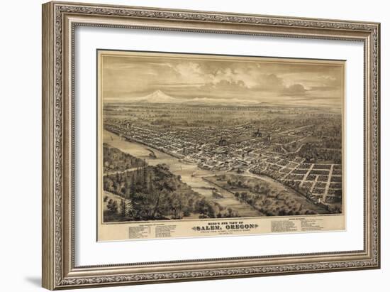 Salem Oregon 1876 Birds Eye View-Vintage Lavoie-Framed Giclee Print