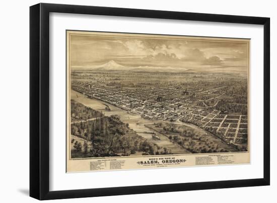 Salem Oregon 1876 Birds Eye View-Vintage Lavoie-Framed Giclee Print