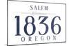 Salem, Oregon - Established Date (Blue)-Lantern Press-Mounted Art Print