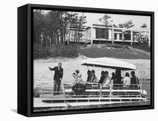 Salesman Harold Eastman Ferries Prospective Home Buyers around Development on Cape Cod-null-Framed Premier Image Canvas