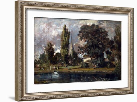 Salisbury Cathedral and Leadenhall from the River Avon, 1820 (Oil on Canvas)-John Constable-Framed Giclee Print