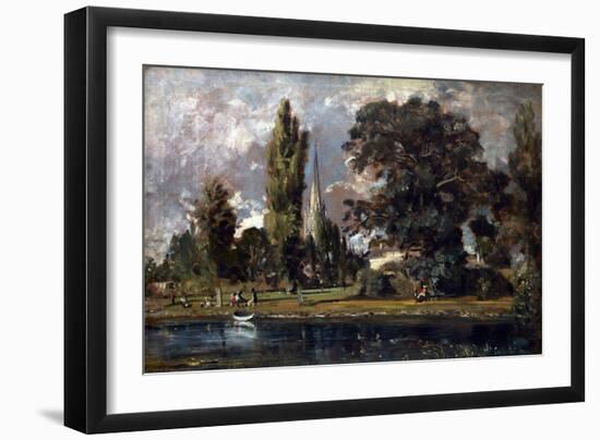 Salisbury Cathedral and Leadenhall from the River Avon, 1820 (Oil on Canvas)-John Constable-Framed Giclee Print