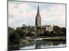 Salisbury Cathedral as Seen from the River Avon, Salisbury, Wiltshire, Early 20th Century-null-Mounted Giclee Print