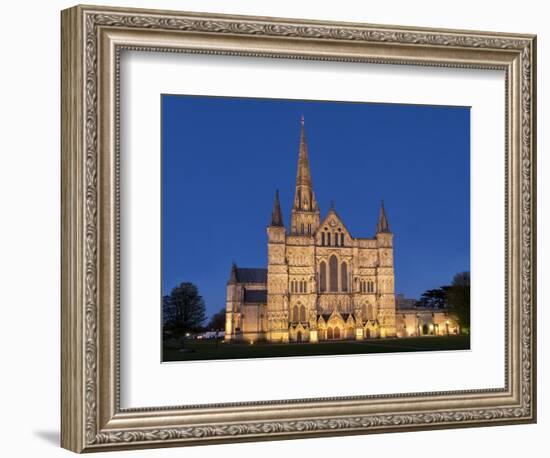 Salisbury Cathedral At Dusk-Charles Bowman-Framed Photographic Print