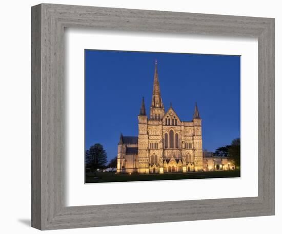 Salisbury Cathedral At Dusk-Charles Bowman-Framed Photographic Print