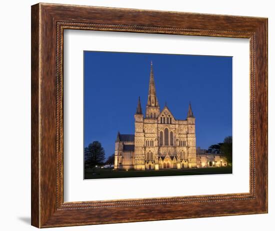 Salisbury Cathedral At Dusk-Charles Bowman-Framed Photographic Print