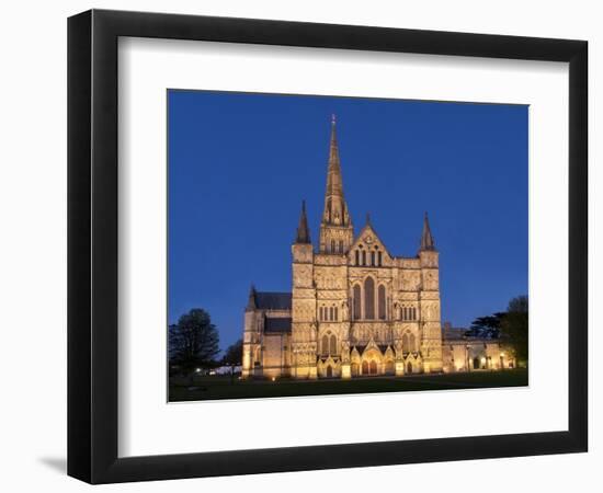 Salisbury Cathedral At Dusk-Charles Bowman-Framed Photographic Print