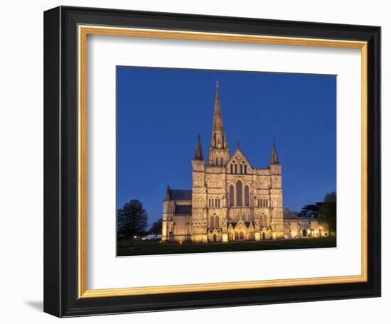 Salisbury Cathedral At Dusk-Charles Bowman-Framed Photographic Print