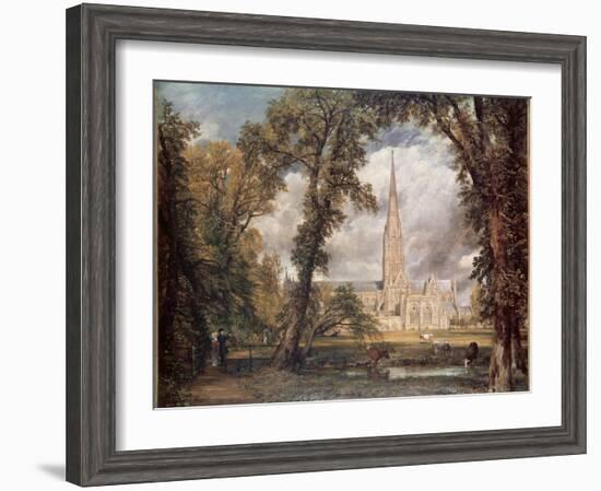 Salisbury Cathedral, from the Bishop's Grounds-John Constable-Framed Giclee Print