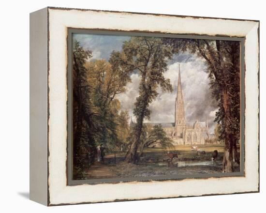 Salisbury Cathedral, from the Bishop's Grounds-John Constable-Framed Premier Image Canvas