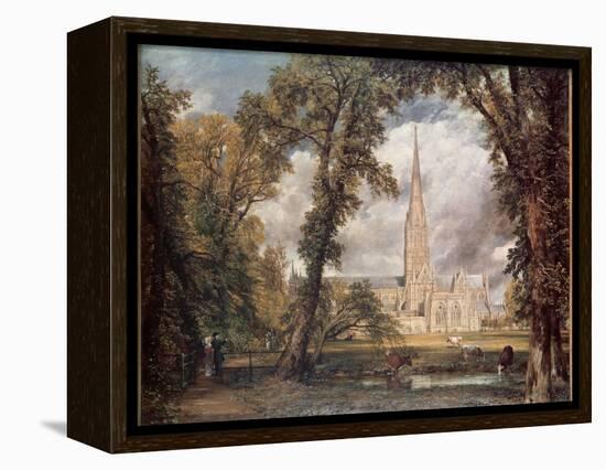 Salisbury Cathedral, from the Bishop's Grounds-John Constable-Framed Premier Image Canvas